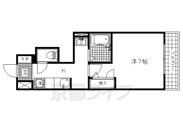 エトワール紫竹III(1K/1階)の間取り写真