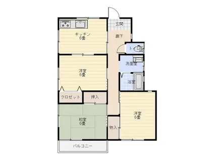 北村ハイツII(3DK/2階)の間取り写真