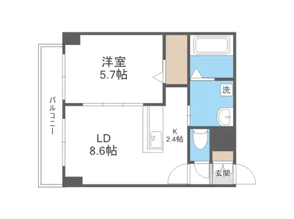 レゾ札幌(1LDK/8階)の間取り写真