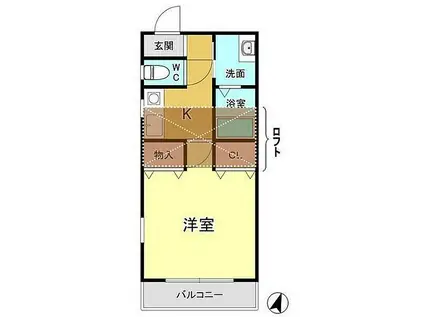 レジデンスTM村岡(1K/2階)の間取り写真