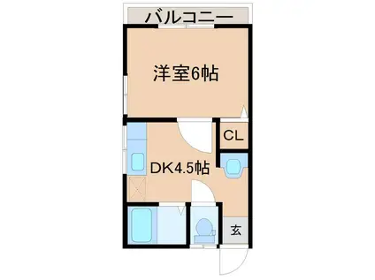 第5白王荘(1DK/1階)の間取り写真