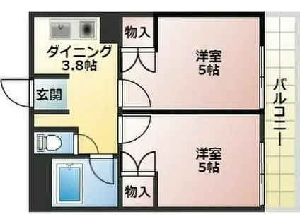 ハイム戸部(2DK/1階)の間取り写真