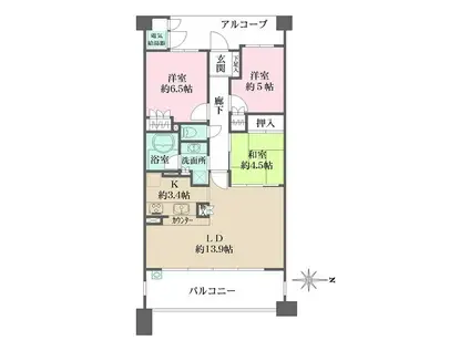 フロントレジデンス西宮北口(3LDK/4階)の間取り写真