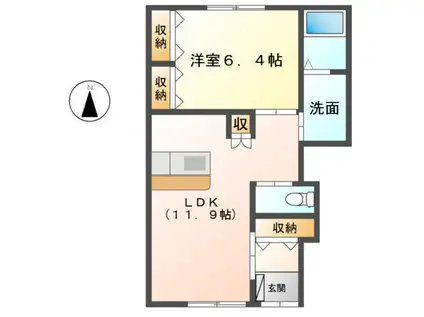 サン・セレスト(1LDK/1階)の間取り写真