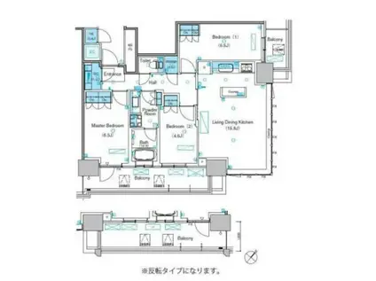 パークアクシス豊洲キャナル(2LDK/16階)の間取り写真