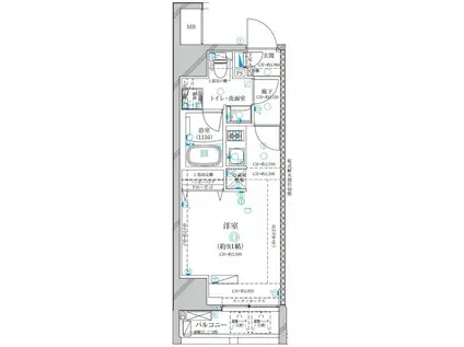 ディアレイシャス錦糸町(ワンルーム/4階)の間取り写真