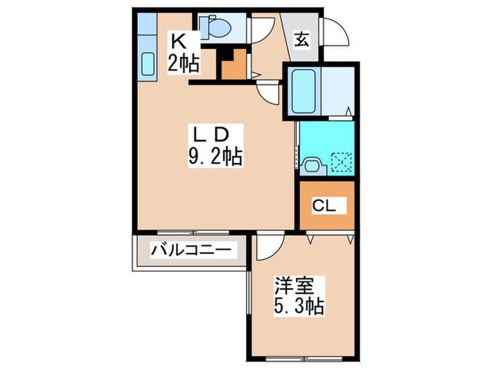 LA FRAISE MISONO(1LDK/1階)の間取り写真