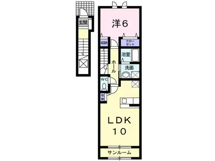 メゾン・シンシアII(1LDK/2階)の間取り写真