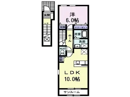 エンブレムさくら(1LDK/2階)の間取り写真