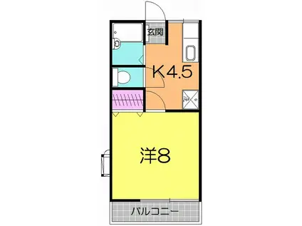 シティハイムグランエクレールB(1K/1階)の間取り写真