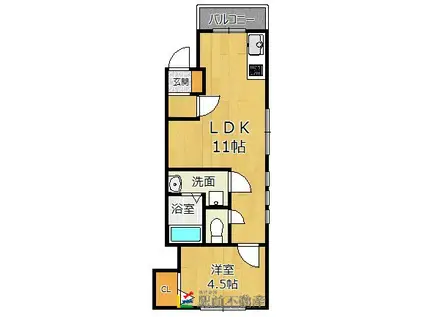 リテラ香椎III(1LDK/2階)の間取り写真