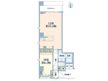 リステージセンター南ステーションサイドテラス(1LDK/4階)の間取り写真