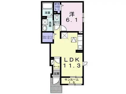 メゾン・ド・エクレール(1LDK/1階)の間取り写真