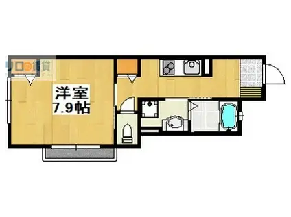 イヴワール宝塚(1K/1階)の間取り写真