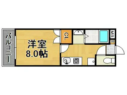 パワーズマンション南福岡(1K/2階)の間取り写真