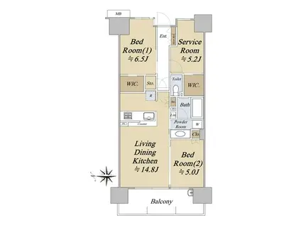 シティテラス金町 E棟(2SLDK/3階)の間取り写真