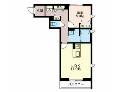 MAPLE GARDEN(1LDK/1階)の間取り写真