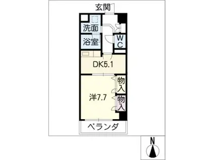 タウン清住(1DK/2階)の間取り写真