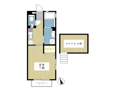 プレジュール中川(1K/2階)の間取り写真