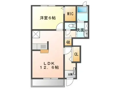 ルサルカA棟B棟(1LDK/1階)の間取り写真