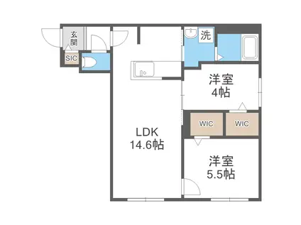 ブランシャールAS北16条N(2LDK/1階)の間取り写真