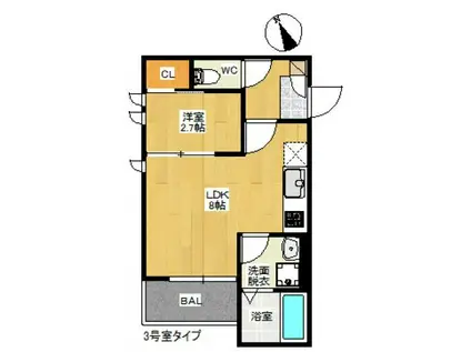 REGALEST N.P 中広(1LDK/3階)の間取り写真