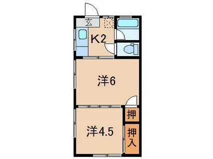 コーポラスか乃う(2K/2階)の間取り写真