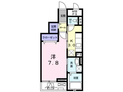 ベルマルーン(1K/3階)の間取り写真