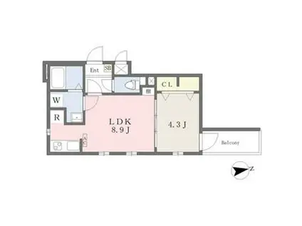 CHERIM志賀本通ノース(1LDK/3階)の間取り写真