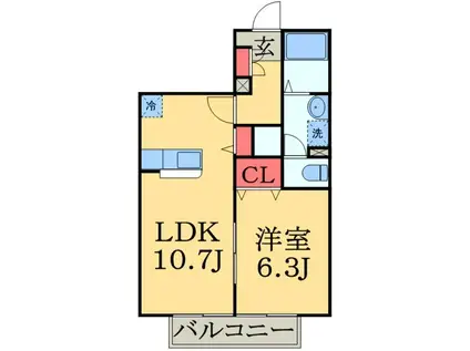 ロトルアA(1LDK/1階)の間取り写真