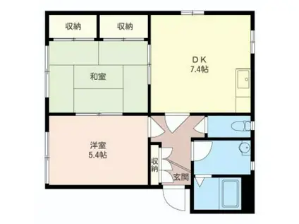 カーサ・モンテスB101(2DK/1階)の間取り写真