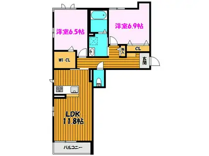 ALBA GRANDE(2LDK/2階)の間取り写真