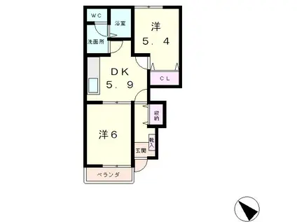 パレミニヨン1(2DK/1階)の間取り写真