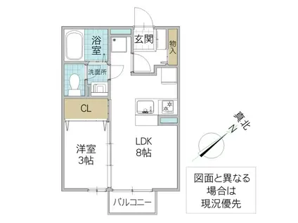 パルコートM B(1LDK/2階)の間取り写真