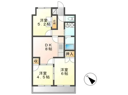 若宮レジデンス(3DK/7階)の間取り写真