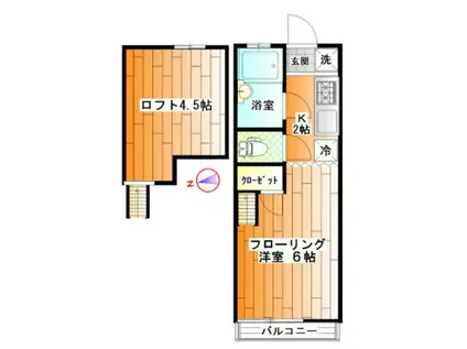 美里ハウス居村(1K/2階)の間取り写真