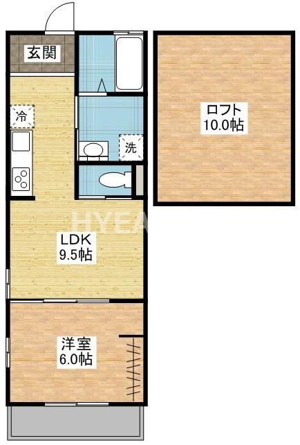 ハイツタカシマ町名(1SLDK/2階)の間取り写真