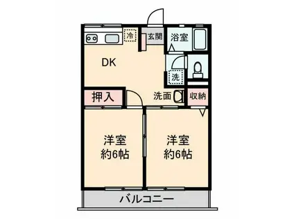 シティハイムみさと(2DK/2階)の間取り写真