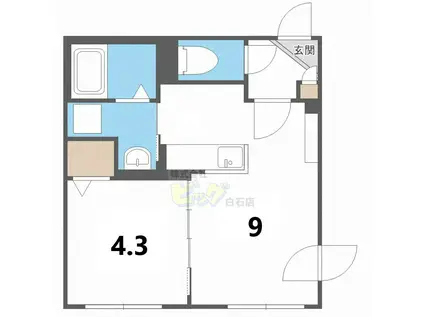 クレスト白石中央(1LDK/1階)の間取り写真