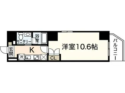 ウイング稲荷町(1K/10階)の間取り写真