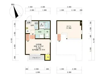 グランメゾン(1K/1階)の間取り写真