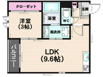 グランティック フェイト(1LDK/1階)の間取り写真