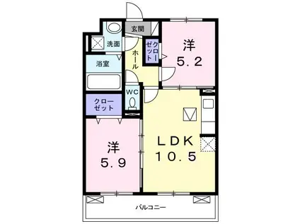 VILALAUGHPLACEI(2LDK/1階)の間取り写真