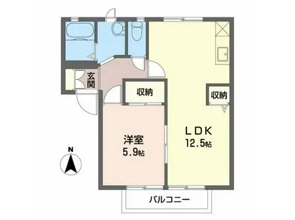 コーポサンシャイン(1LDK/2階)の間取り写真