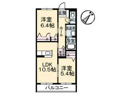 レインボーヒルズ(2LDK/2階)の間取り写真