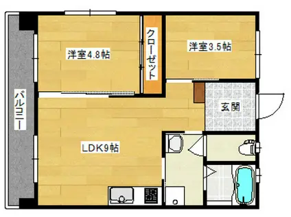 コーポ隅本(2LDK/2階)の間取り写真