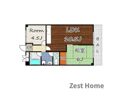 第2武庫之荘ハイム(2LDK/3階)の間取り写真