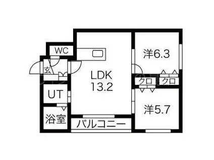 レジデンス東橋(2LDK/3階)の間取り写真