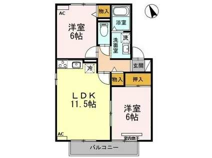 ファミリア21 B棟(2LDK/2階)の間取り写真