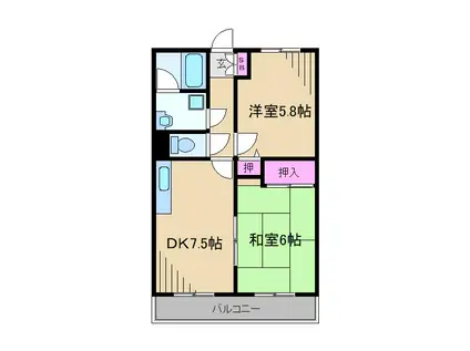 ベルコート日吉II(2DK/4階)の間取り写真